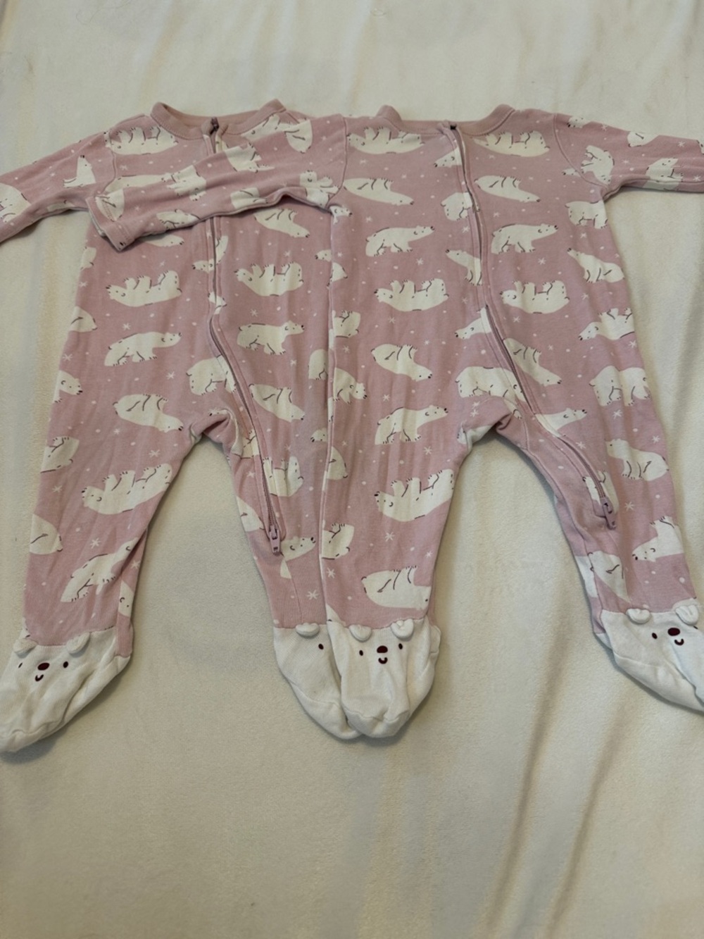 Kids One-Piece Footed Pajama - Pink Polar Bear Print